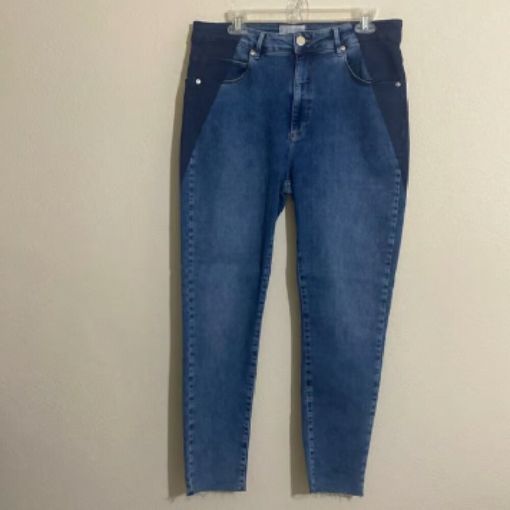 LOLA Jeans Alexa-CCB High-Rise Skinny Blue Jeans w NAVY Coated Sides Size 33